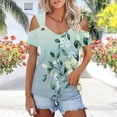 thumbnail image 1 of ATENAR Womens Shirts V Neck Printed Tops for Women Soft Cold Shoulder Tee Mint Green 2XL, 1 of 6