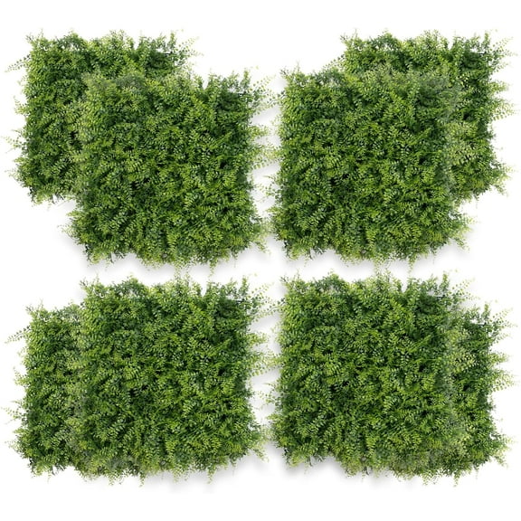 ATENOW 12 Pcs 20" x 20" Grass Wall Panels, Artificial Hedge Panels Greenery Wall, Sun Proected Privacy Fence Screen Faux Grass Backdrop for Outdoor Indoor Garden Birthday Wedding Decor, 33 SQ FT