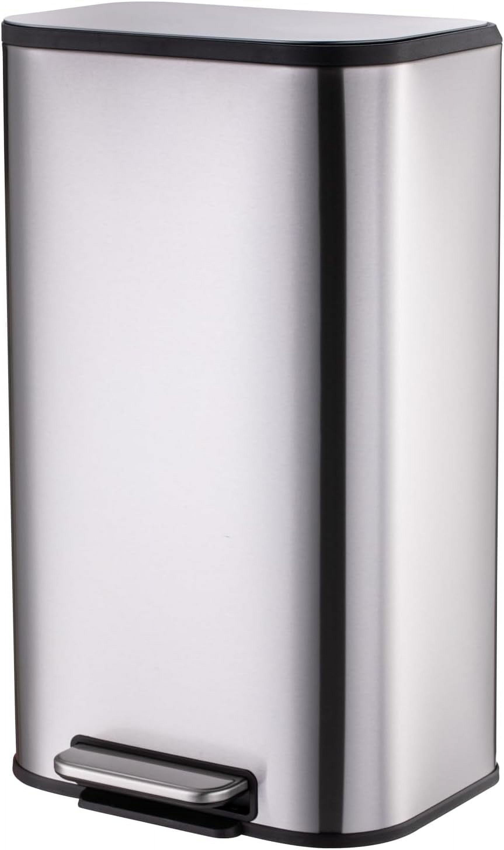 Garbage Buckets ATENOW 13 Gallon Stainless Steel Trash Can, 50 L Rectangular Steel ...