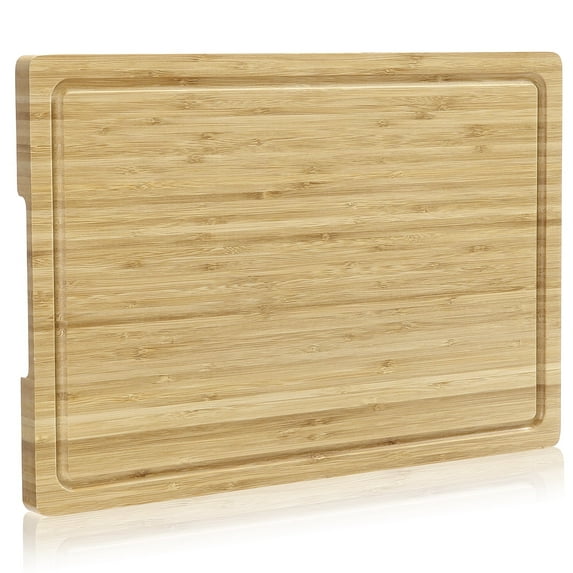 ATENOW 18"x12" Bamboo Wood Cutting Board for Kitchen, Large Chopping Board, Wooden Cheese Charcuterie Board, with Side Handles and Juice Grooves