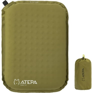 ATEPA Self-inflating Cushion Portable Waterproof LightWeight Memory Foam Seat Pad for Stadium Camping, Chair Pad, Air Travel Chair Pad, Olive