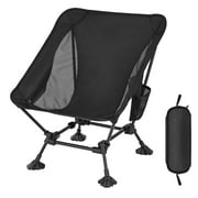 ATEPA Ultralight Camping Chair Compact Folding Chair for Adult Hiking Travel Low Foot Support 330lbs Black