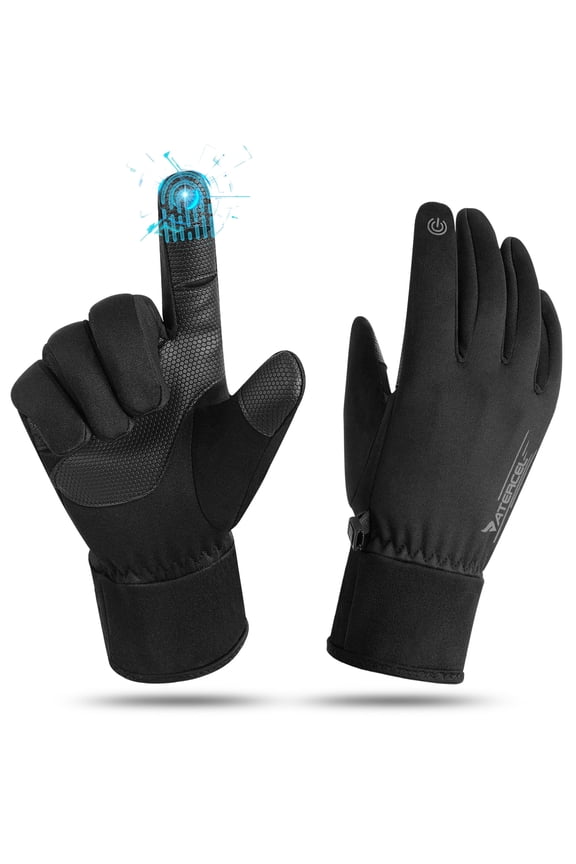 Winter Gloves Men and Women Cold Weather Glove Touchscreen Warm Waterproof Bicycle Gloves Sports Ski Glove(Black, L)