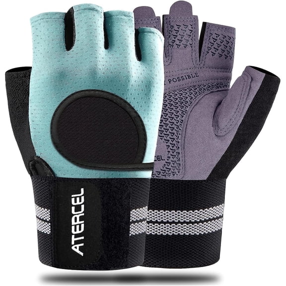 Atercel Workout Gloves for Men Women Gym Weight Lifting Gloves With Wrist Support Blue M