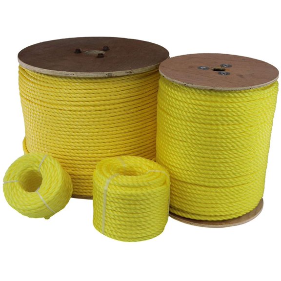 ATERET 1 Inch by 600 Feet Twisted 3-Strand Yellow Polypropylene Rope I 12,825 lbs. Tensile Strength I Lightweight & Heavy-Duty Synthetic Cord for DIY Projects, Marine, Commercial Use (1" x 600')