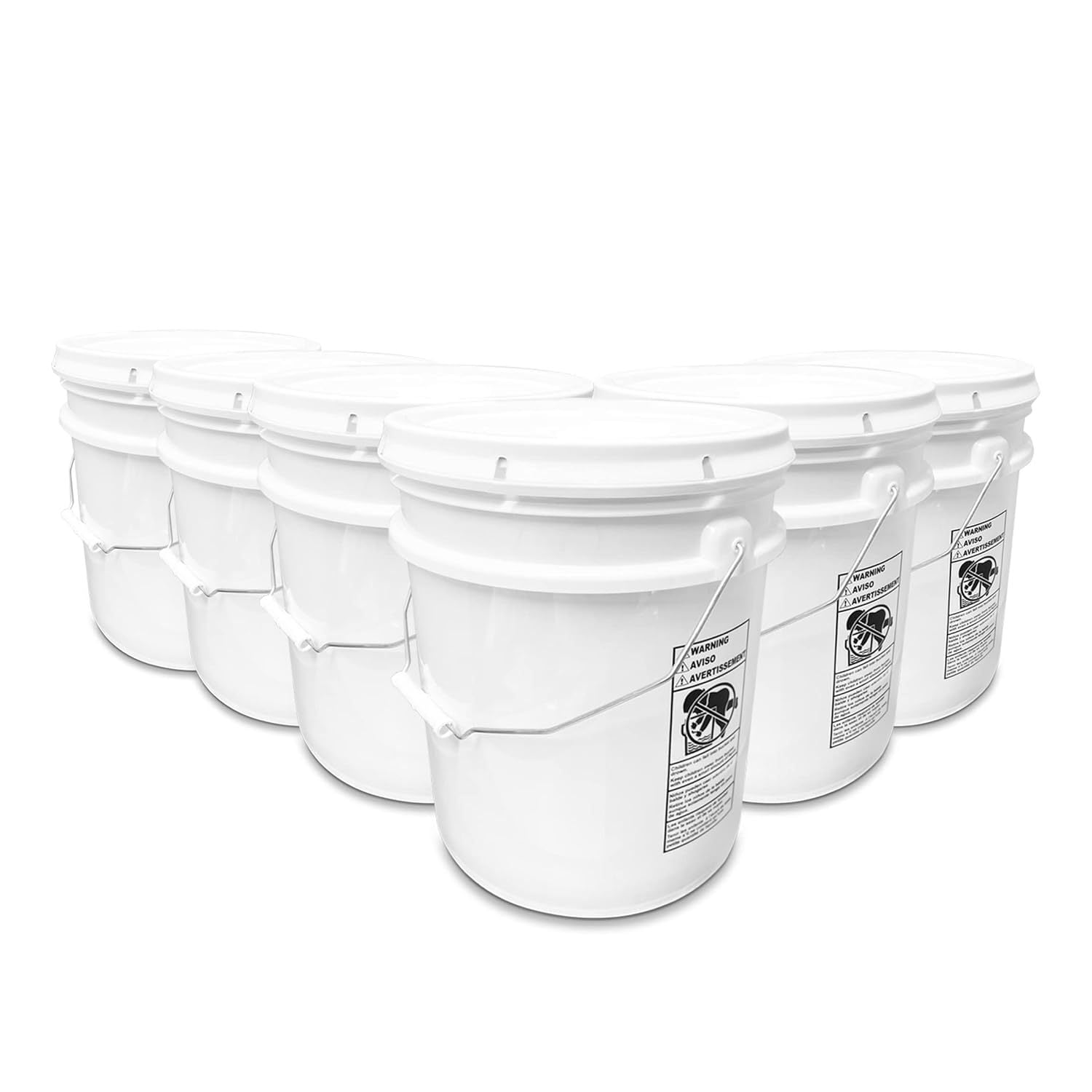 ATERET 4 Gallon White Buckets With Lids (6-Pack) - 90 Mil Thick, Food Grade, BPA Free - View #3
