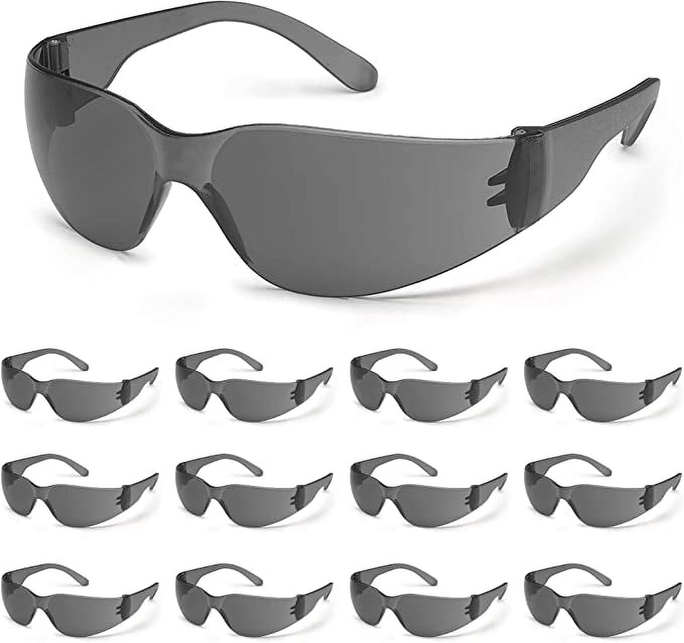 ATERET Protective Polycarbonate Safety Glasses (12 Pairs, Grey