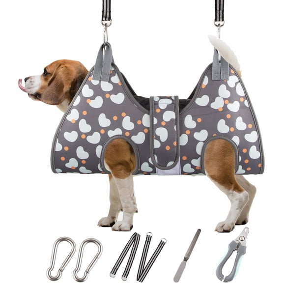 ATESON Dog Grooming Hammock Harness for Medium Dogs Nail Trimming, Dog Sling for Cutting Nails, Dog Hanging Holder Hanger for Clipping Nails with Nail Clippers, Nail File