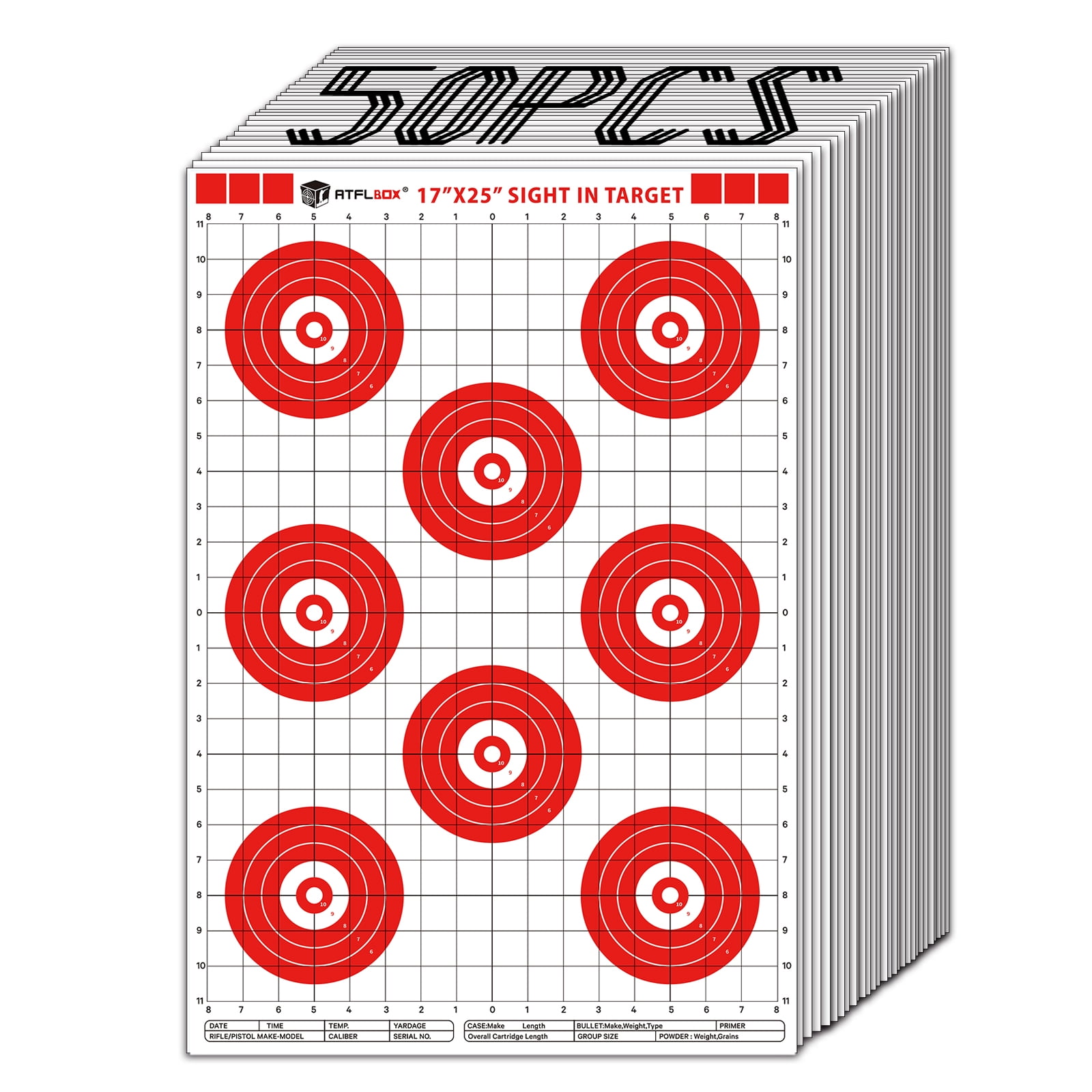 Bull Target Paper ATFLBOX Sight in Shooting Range Paper Target, 17X25 Inch Paper Red ...