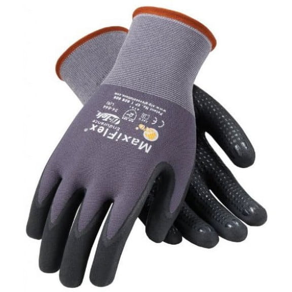 ATG 12 Pair Small Men's Micro-Foam Nitrile Grip Gloves, Black/Gray, 34-844