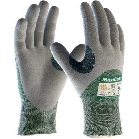 ATG 18-575/XXL Maxicut, Green 15G Eng Yarn Shell, Gray 3/4 Nitrile Microfoam Grip, A2 Green 2XL