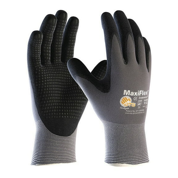 PIP Industries B677053 Maxi Flex Endurance Nitrile Dotted Palm Micro-Foam Gloves, Black - 2XS - 12 Pairs