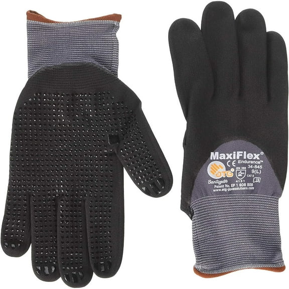 ATG 34-845/M MaxiFlex Endurance - Nylon, Micro-Foam Nitrile 3/4 Grip Gloves - Black/Gray - Medium - 12 Pair Per Pack
