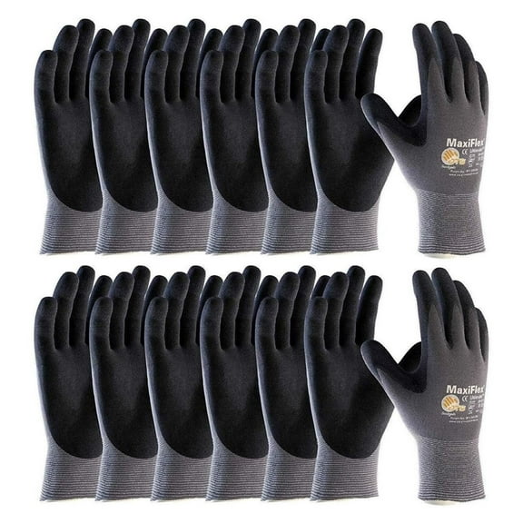 ATG 34-874/S MaxiFlex Ultimate - Nylon, Micro-Foam Nitrile Grip Gloves - Black/Gray - Small - 12 Pair Per Pack Small (Pack of 24) Black, Grey