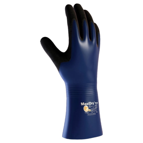 ATG 56-530/S Maxidry Plus, Nylon/El Liner, Bl./Blk. Nitrile, Full Coat, 12 In. Blue S