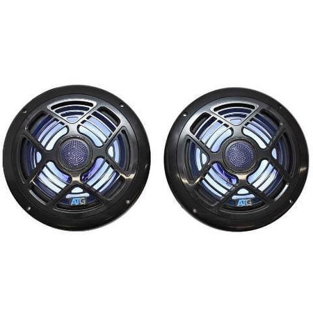 ATG Boat 2 Way Marine Speakers ATG8MRGB-B | 8 Inch RGB Black (Pair)