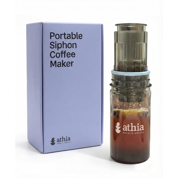 ATHIA Portable Siphon Coffee Maker for Travel & Camping - 4-in-1 Manual Brewer for Hot & Cold Brew, Siphon-Inspired System, 13.5oz/400ml Tritan Bottle, Reusable Filter, 6.35oz/180g Lightweight Y101