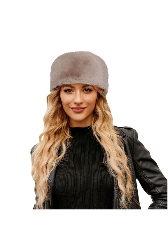 ATHJRT Classic Cossack Hats for Women Fashion Solid Color Headwear Winter Warm Fuzzy Fleece Caps Fisherman Trawlers Toboggans Hat Khaki Free Size