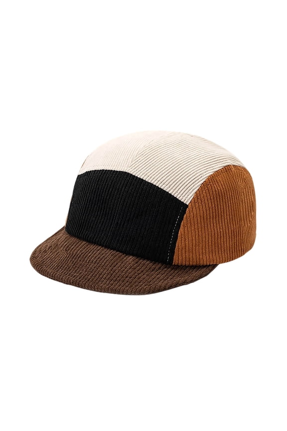 ATHJRT Corduroy Baseball Caps Fall Winter Fashion Colorblock Caps with Visor Outdoor Travel Hiking Soft Hip Hop Trucker Hat Coffee Free Size