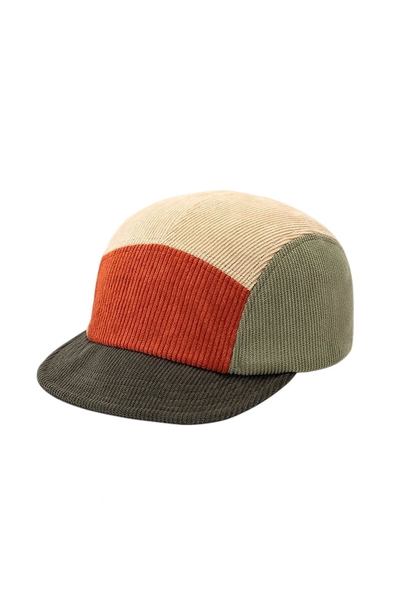 ATHJRT Corduroy Baseball Caps Fall Winter Fashion Colorblock Caps with Visor Outdoor Travel Hiking Soft Hip Hop Trucker Hat Green Free Size