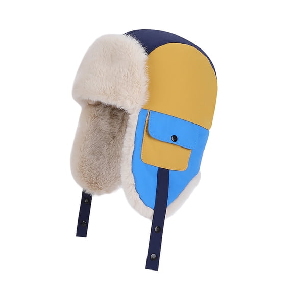 ATHJRT Kid's Winter Trooper Trapper Hat Warm Fuzzy Fleece Lined Children Skull Caps Boys Girls Windproof Ear Flaps Snow Skiing Hats Blue