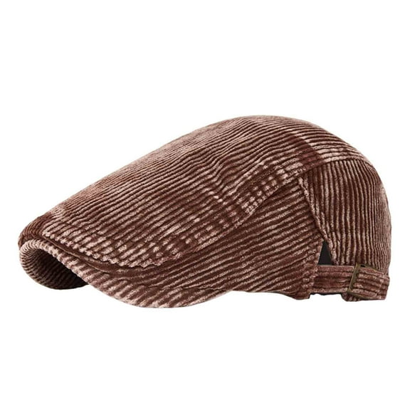 ATHJRT Men's Newsboy Caps Fashion Corduroy Flat Gatsby Cap Classical Adjustable Irish Cabbie Ivy Driving Hunting Hat Coffee Free Size