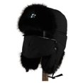 thumbnail image 1 of ATHJRT Men's Trooper Trapper Caps Solid Color Fuzzy Mask Outdoor Sports Riding Windproof Hat with Buckle Ear Protection Searchlight Ushanka Hats Black Free Size, 1 of 2
