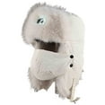 thumbnail image 1 of ATHJRT Men's Trooper Trapper Caps Solid Color Fuzzy Mask Outdoor Sports Riding Windproof Hat with Buckle Ear Protection Searchlight Ushanka Hats White Free Size, 1 of 2