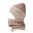 thumbnail image 1 of ATHJRT Unisex Knit Beanie Hat Earflap Fuzzy Fleece Lined Caps Warm 2 in 1 Neck Face Cover Set Cold Weather Windproof Skullcaps Beige Free Size, 1 of 2