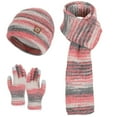 thumbnail image 1 of ATHJRT Winter Beanie Scarf Gloves Set for Women Men Fashion 3 Pieces Knit Skullcaps Neck Warm Scarves Mitten Gloves Set for Cold Weather Hot Pink Free Size, 1 of 6