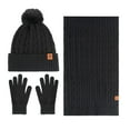 thumbnail image 1 of ATHJRT Winter Scarf Glove Beanie Set for Women Cable Knit Mitten Gloves Long Scarves Neck Warmer 3 Pieces Set Outdoor Snow Skiing Outfit Black#01 Free Size, 1 of 3
