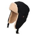 thumbnail image 1 of ATHJRT Winter Trapper Hats for Men Women Windproof Warm Sherpa Fleece Earmuff Trooper Hat with Buckle Outdoor Skiing Cycling Hat Black Free Size, 1 of 2