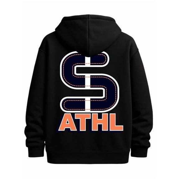 ATHL Hoodie graphic hoodies men sweatshirts black patterned sweatshirt,streetwear lovers Solid Color Design Long Sleeve Casual Hooded Sweatshirt vintage Original Unisex hoodie