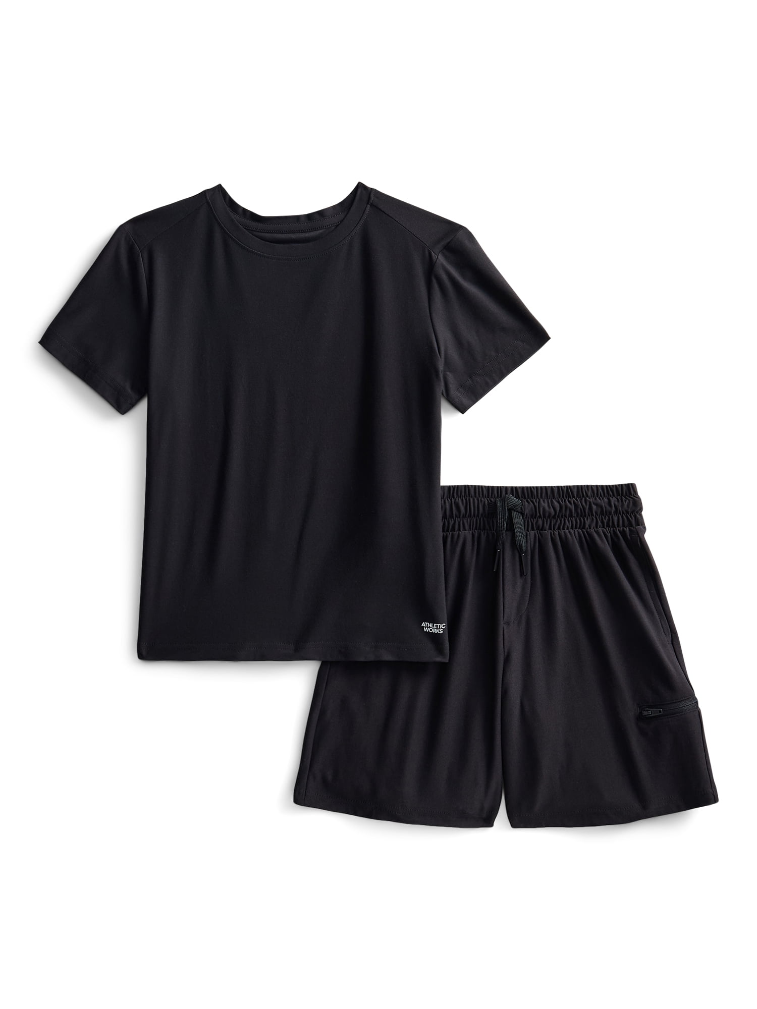 Athletic Works Boys' ButterCore Tee and Shorts Set, 2-Piece, Sizes 4-18 & Husky