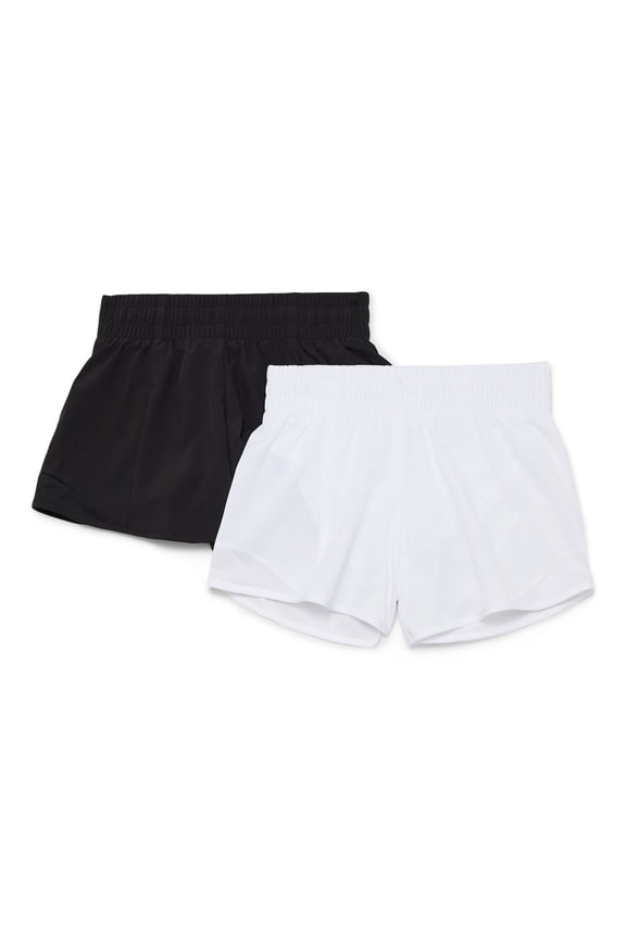 Girls Active Running Shorts, 2-Pack, Sizes 4-18 & Plus