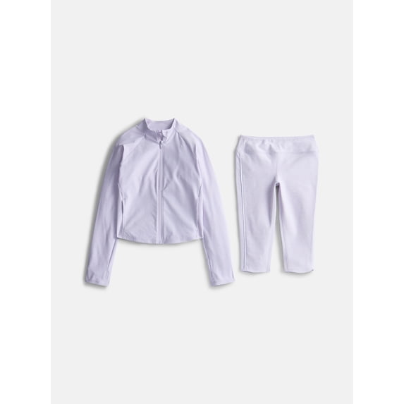 Athletic Works Girl's ButterCore Active Jacket and Capri Legging Set, 2-Piece, Sizes 4-18