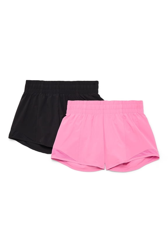 Girls Active Running Shorts, 2-Pack, Sizes 4-18 & Plus