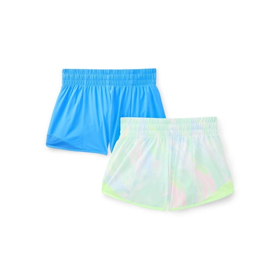 Athletic Works Girls Active Running Shorts, 2-Pack, Sizes 4-18 & Plus
