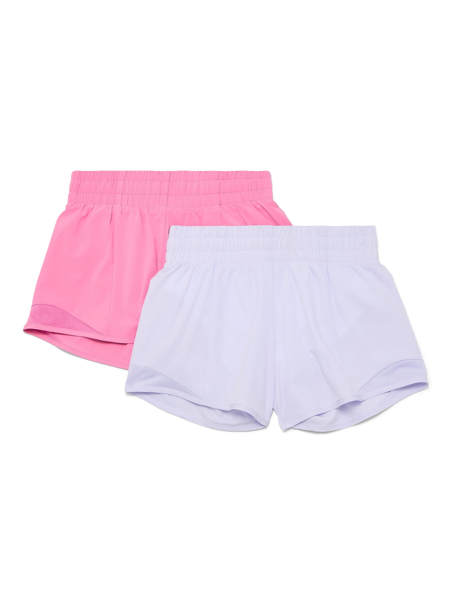 Athletic Works Girls Active Running Shorts, 2-Pack, Sizes 4-18 & Plus
