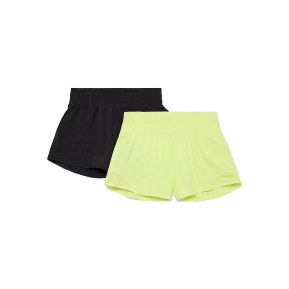 Athletic Works Girls Active Running Shorts, 2-Pack, Sizes 4-18 & Plus
