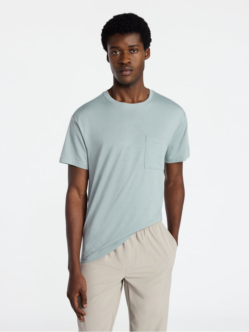 Athletic Works Men's and Big Men's Tri Blend Pocket Tee, Sizes XS