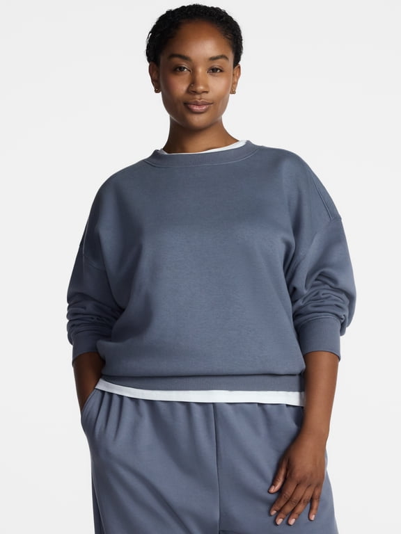 Women's and Women's Plus Fleece Sweatshirt with Long Sleeves, Sizes XS-4X