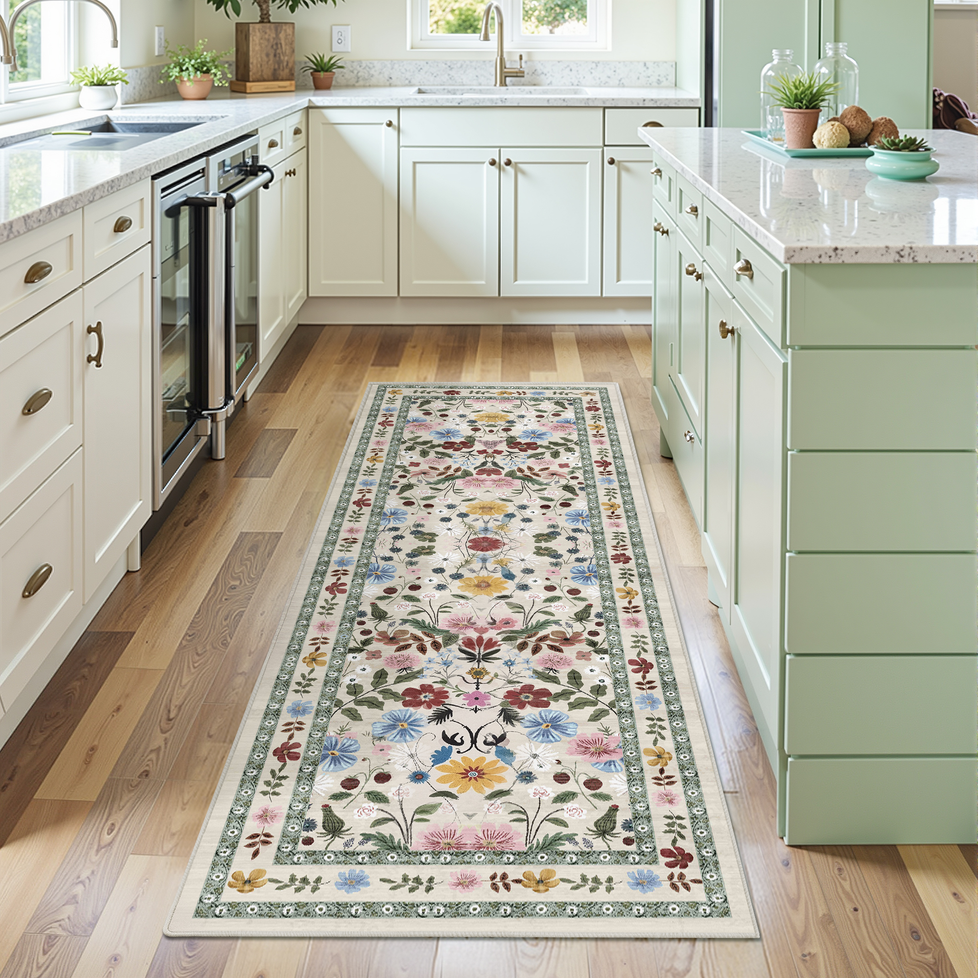 ATHOPE 2x6 Runner Rugs for Hallway Kitchen Bathroom, Floral Washable ...