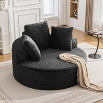 ATHOPE 59" Oversized Chaise Lounge Chair Indoor, Upholstered Plush Deep Seat Cloud Couch with Pillows, Modern Sleeper Sofa for Living Room, Bedroom, Small Space, No Assembly Required, Black