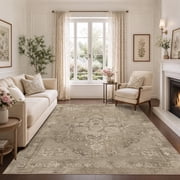 ATHOPE 5x7 Area Rug for Living Room, Vintage Medallion Non-Slip Soft Low Pile Washable Rug Large Distressed Rug Indoor Retro Carpet for Bedroom Dining Room Home