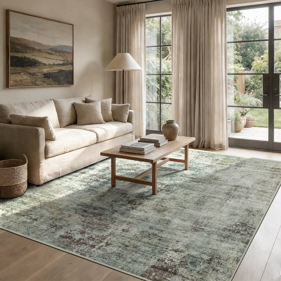 ATHOPE 5x7 Area Rug, Vintage Boho Medallion Rugs Non-Slip Soft Low Pile Washable Rug Large Distressed Rug Indoor Retro Carpet for Living Room Bedroom Dining Room Home Office, Gray Brown