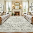 thumbnail image 1 of ATHOPE 5x7 Area Rugs for Living Room Bedroom, Washable Soft Rug with Non-Slip Backing, Large Floral Vintage Distress Print Pattern Carpet, Cream, 1 of 7