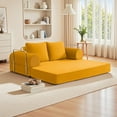 thumbnail image 1 of ATHOPE 63" Folding Convertible Sofa Bed, Oversized Corduroy Upholstered Boneless Couch, Loveseat Sleeper with Pull Out Bed, Floor Sofa Modular Futon Couch for Living Room Bedroom Lounge, Ginger, 1 of 9