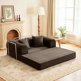 thumbnail image 1 of ATHOPE 63" Folding Convertible Sofa Bed, Oversized Corduroy Upholstered Boneless Couch, Loveseat Sleeper with Pull Out Bed, Floor Sofa Modular Futon Couch for Living Room Bedroom Lounge, Coffee, 1 of 13