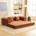 thumbnail image 1 of ATHOPE 78.7" Folding Convertible Sofa Bed, Oversized Corduroy Upholstered Boneless Couch, Loveseat Sleeper with Pull Out Bed, Floor Sofa Modular Futon Couch for Living Room Bedroom Lounge, Brown, 1 of 12
